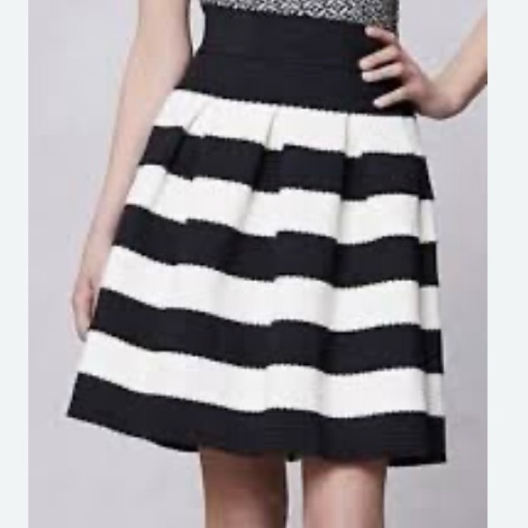 Anthropologie Girls From Savoy Pointe Belle Striped Skirt Women S Black & Cream - Picture 2 of 8